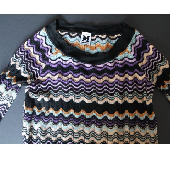 M Missoni Merino Wool Blend Zip Zag Long Sleeve Tunic Knit Top Size EU 44 - Picture 4 of 8